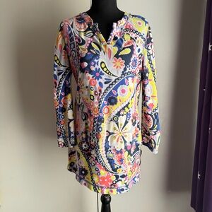 T by Talbots UPF 50 Multicolor Colorful Fun Print Tunic Top Women’s Size XS